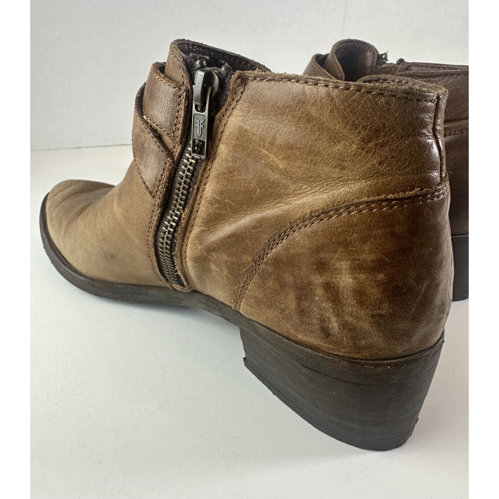 Frye Ray Ankle Boots Brown Leather Western Shootie Cowboy Booties 7.5 M *Flawed - Picture 10 of 16